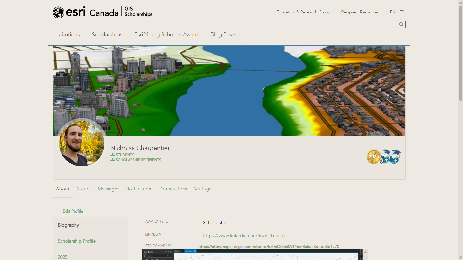 2025 ESRI Canada GIS Scholarship Site